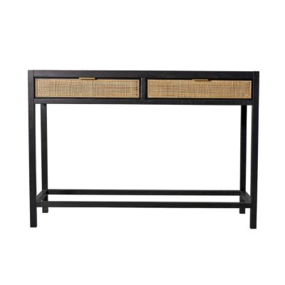 Andmakers Newport 43.3 In. Matte Black 2-Drawer Rectangular Wood Console Table
