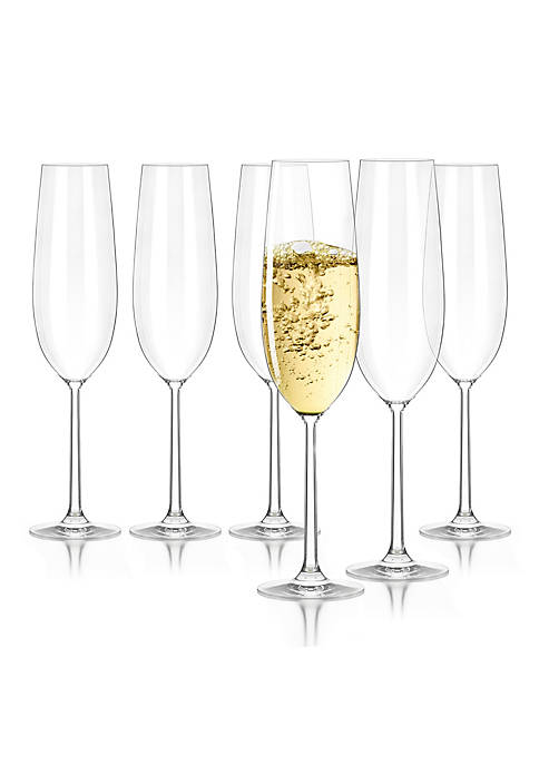 Creativeland Set of 6 LEAD-FREE CRYSTAL Champagne Flutes