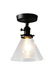 7.3 in. Black Metal Semi-Flush Mount Light with Shade