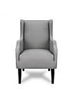 Winnie Dark Gray Wingback Accent Chair with Wooden Legs