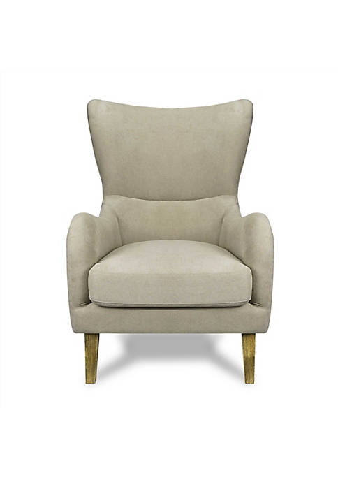 Cozyaire Russ Oatmeal High-Back Club Chair with Wood