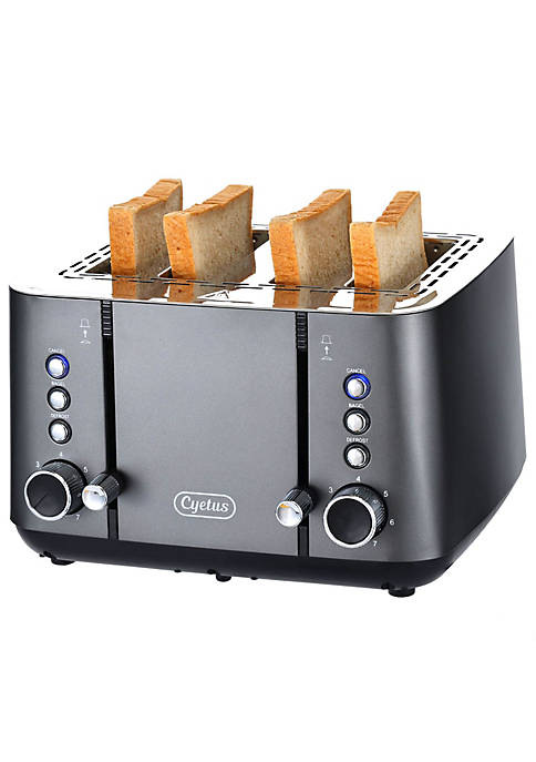 CYETUS Extra Wide 4-Slot Stainless Steel Toaster, Defrost,