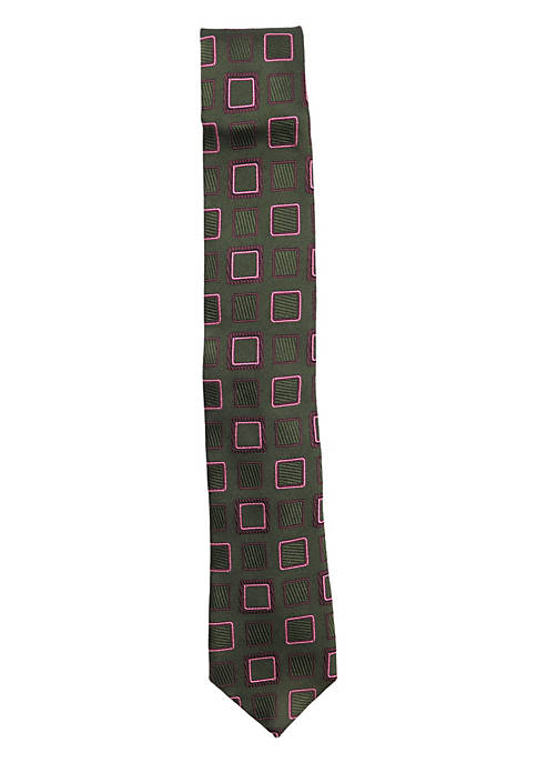 Mens Micro Square Pattern Silk Necktie
