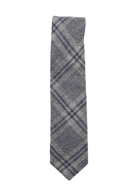 Mens Wool and Linen Plaid Necktie