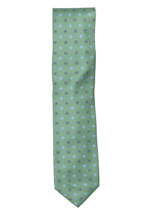 Dolcepunta Mens Floral Grid Pattern Silk Necktie