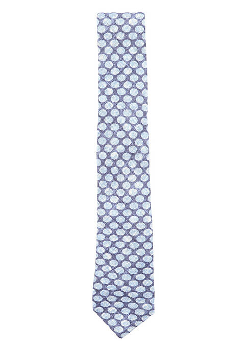Gierremilano Mens Linen Circle Print Necktie