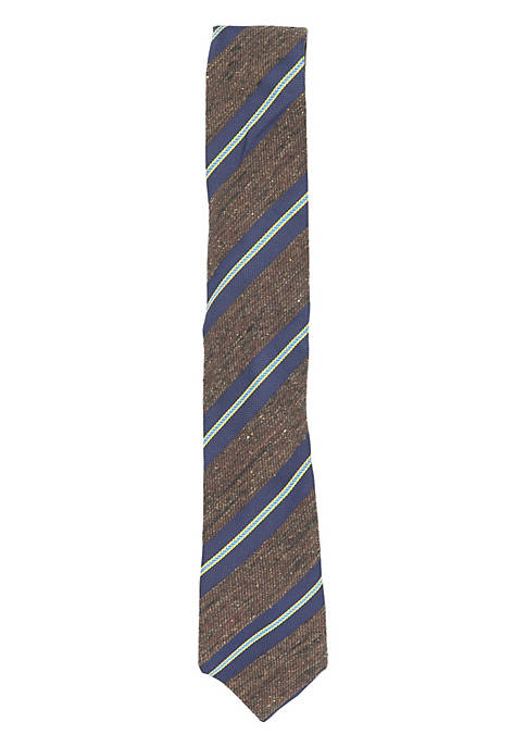 Mens Silk, Viscose and Wool Diagonal Stripe Necktie