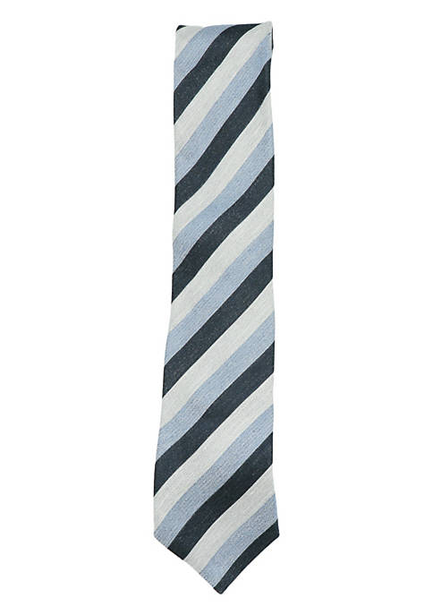 Ermenegildo Zegna Mens Silk and Linen Diagonal Stripe