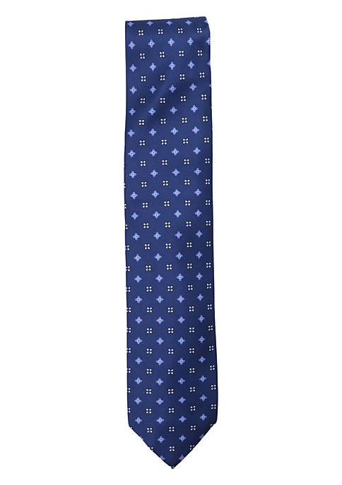 Dolcepunta Mens Floral Grid Pattern Silk Necktie