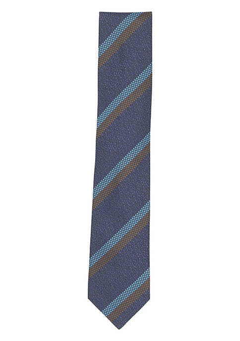 Brioni Mens Diagonal Stripe Tie with Herringbone Pattern
