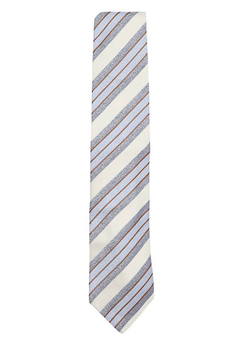 Luigi Borrelli Mens Diagonal Striped Tie with Herringbone