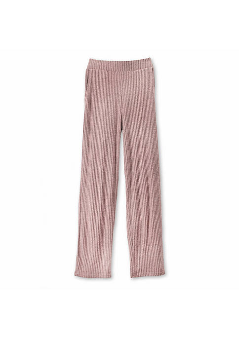 Clean Wide Leg Pant, Cozy Loose Fit Knit Rib Fabric, Elastic Waistband