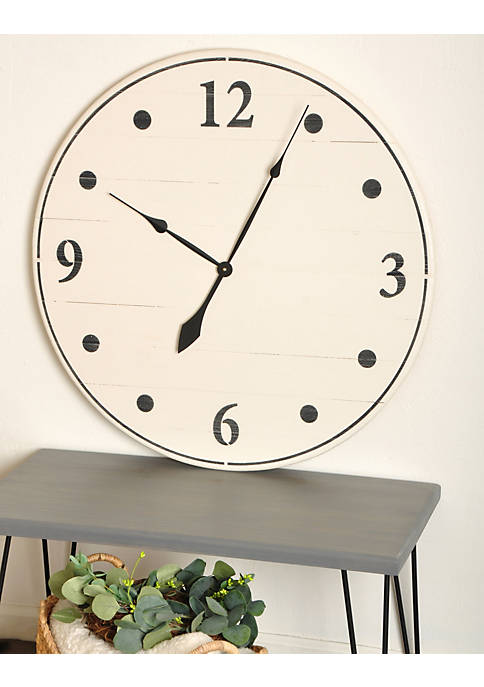 Modern Decorative 30" Oversized Farmhouse Wall Clock, White