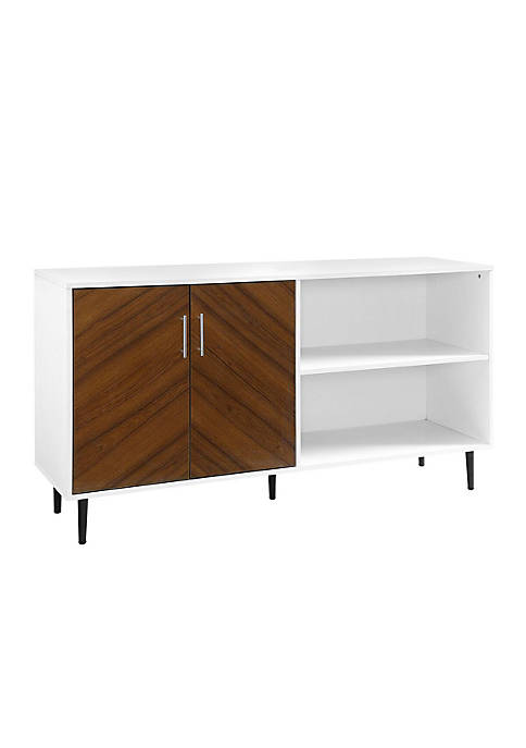 Offex Modern 58&quot; Bookmatch Asymmetrical Console- Solid White