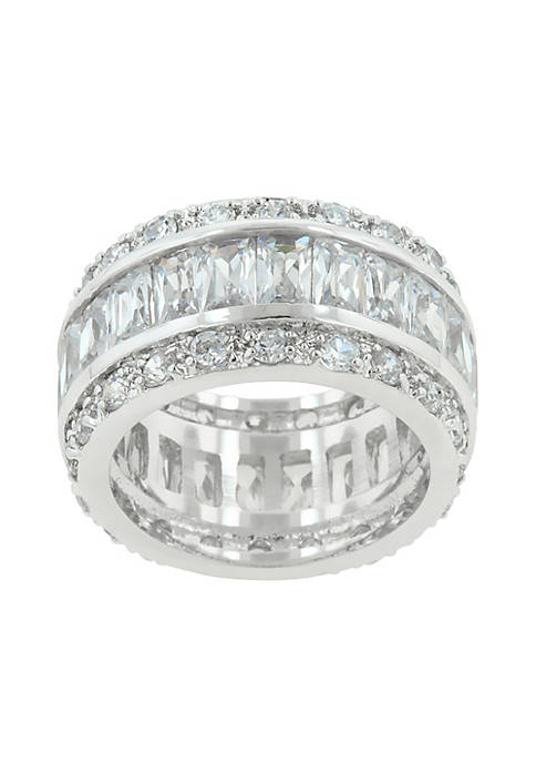 Fashion Jewelry Triple Row White Zircon Eternity Ring - Size 6