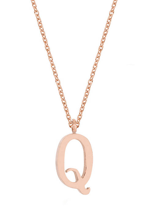 Trendy Women Jewelry Elaina Rose Gold Stainless Steel Q Initial Necklace