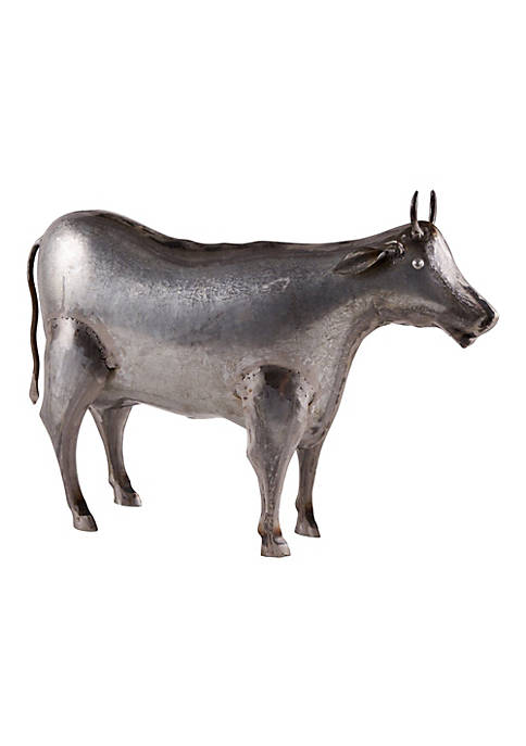 Accent Plus Modern Decorative Galvanized Cow Sculpture