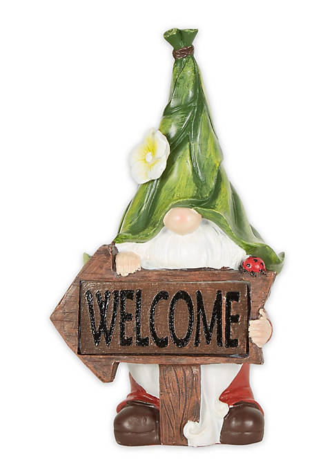 Accent Plus Modern Decorative Glowing Welcome Sign Gnome