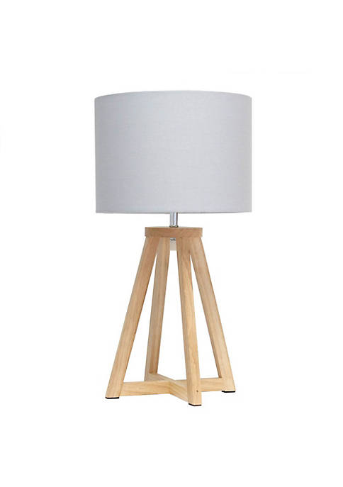 Simple Designs Interlocked Triangular Natural Wood Table Lamp