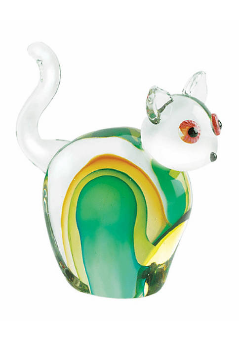 Accent Plus Modern Home Decorative Cat Art Glass
