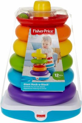 Fisher-Price Giant Rock-A-Stack 14-Inch Tall Stacking Toy With 6 Colorful Rings For Baby -  887961818994