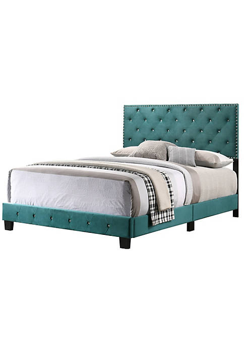 Passion Furniture Modern Suffolk Green Full Panel Bed