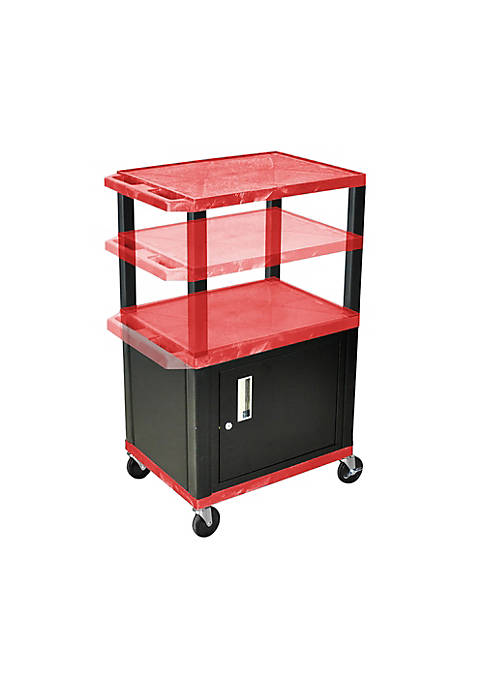 Luxor Rolling Office Utility Cart with Cabinet Red