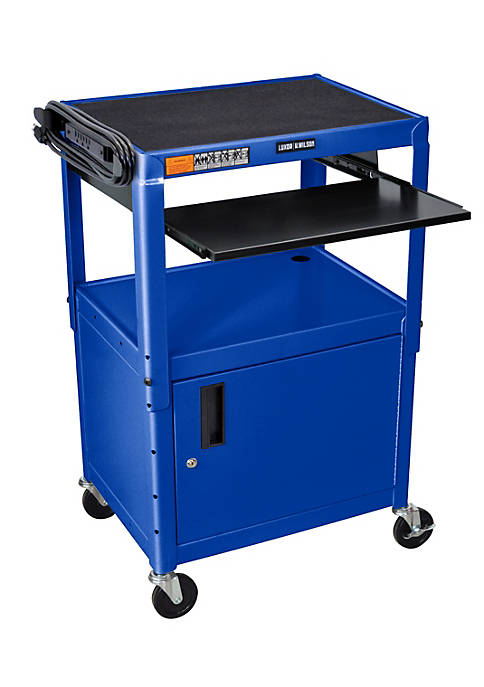 Luxor Adjustable Height Blue Metal A/V Cart with