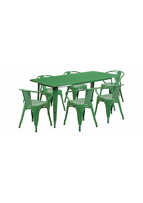 Flash Furniture 31.5 x 63 Rectangular Green Metal