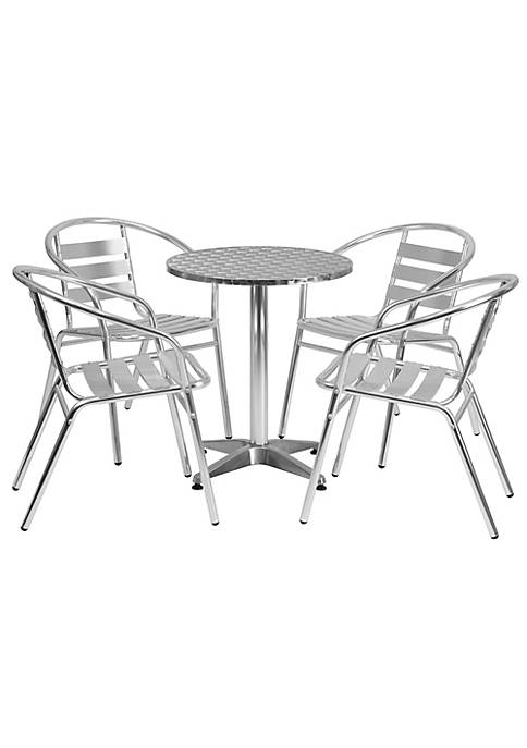 Flash Furniture 23.5 Round Aluminum Indoor-Outdoor Table Set