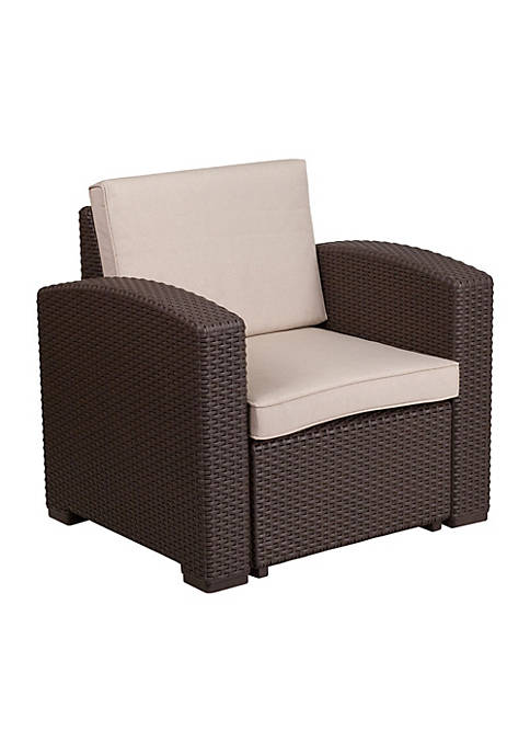 Flash Furniture Chocolate Brown Faux Rattan Chair with