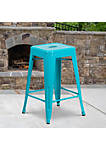 Flash Furniture Commercial Grade 24" High Backless Crystal Teal-Blue Indoor-Outdoor Counter Height Stool