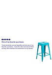 Flash Furniture Commercial Grade 24" High Backless Crystal Teal-Blue Indoor-Outdoor Counter Height Stool