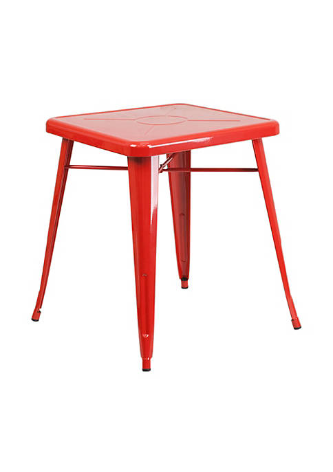 Flash Furniture 24 Square Red Metal Indoor-Outdoor Table