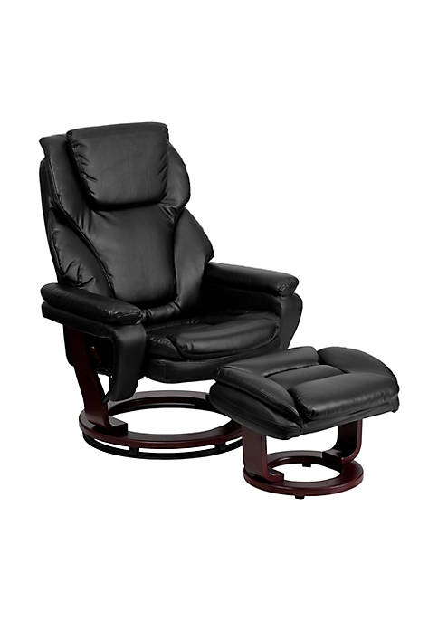 Flash Furniture Contemporary Black Leather Recliner And Ottoman