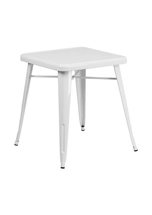 Flash Furniture 24 Square White Metal Indoor-Outdoor Table