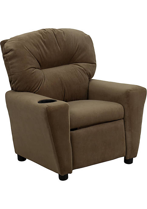 Flash Furniture Contemporary Brown Kids Recliner with Cup