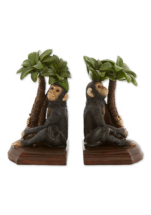 Accent Plus 10019137 Monkey &amp; Palm Tree Bookends