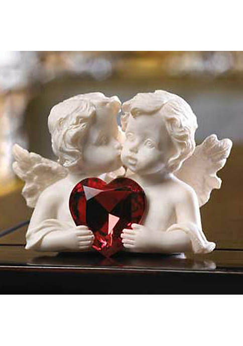 Modern Decorative Two In Love White Faux Stone Cherub Figurine