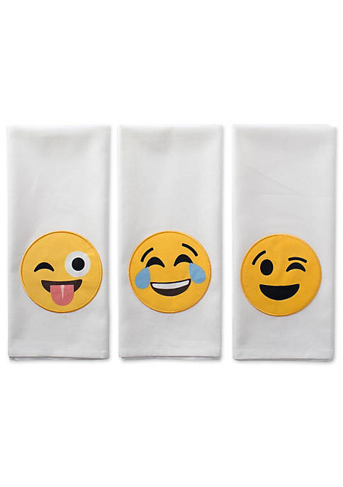 Design Imports CAMZ37681 Laughing Emoji Embellished Dishtowels