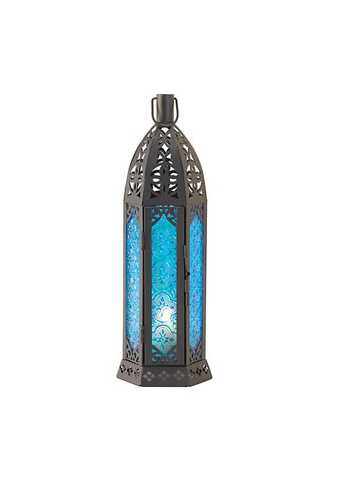 Koehler Modern Decorative Floret Candle Lantern, Blue