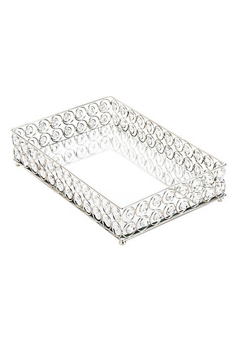 Accent Plus Classic Decorative Shimmer Rectangular Jeweled Tray