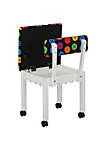 Wood Sewing and Craft Chair with Gingerbread Design, Under Seat Storage and Print Upholstery Fabric - White