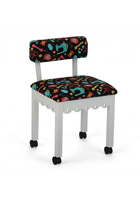 Craft Room Furniture Wood Fabric Chair - White & Black Background