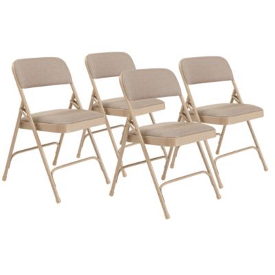 National Public Seating 2200 Series Deluxe Fabric Upholstered Double Hinge Premium Folding Chair, Pack Of 4 - Cafe Beige -  604747220112