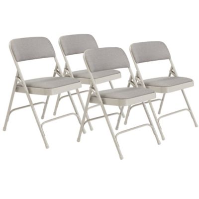 National Public Seating 2200 Series Deluxe Fabric Upholstered Double Hinge Premium Folding Chair, Pack Of 4 - Greystone -  604747220211