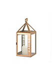 10018524 Rose Metal Frame Caring Lantern&#44; Glass & Golden Rose Stainless Steel