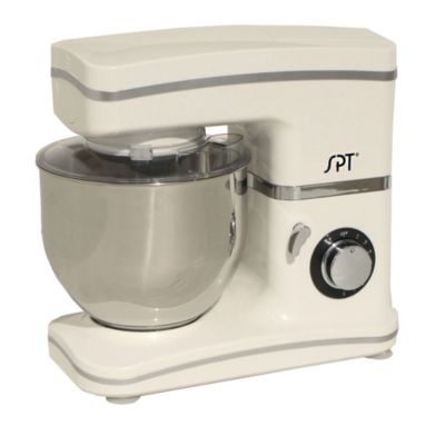 Sunpentown 8-Speed 5.5 Qt Electric Food Stand Mixer with Steel bowl, White - Includes Whisk, Dough Hook and Mixer Blade