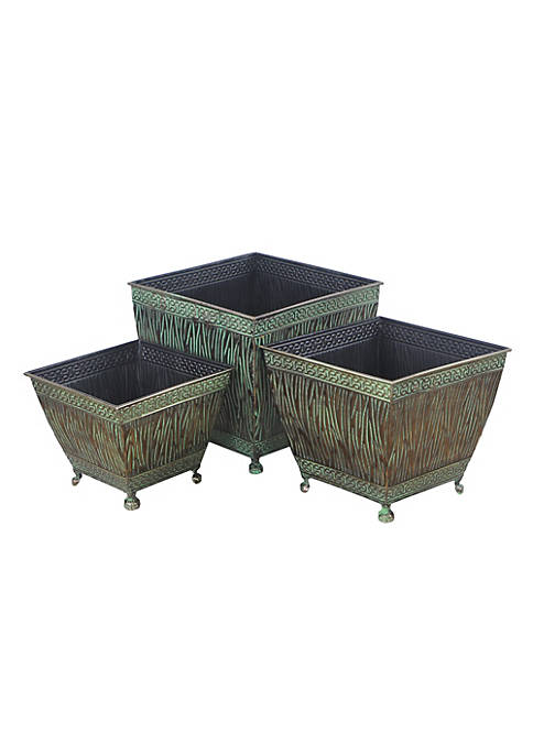 Cheung's Classic Decorative Bronze Planters with Antique Floral