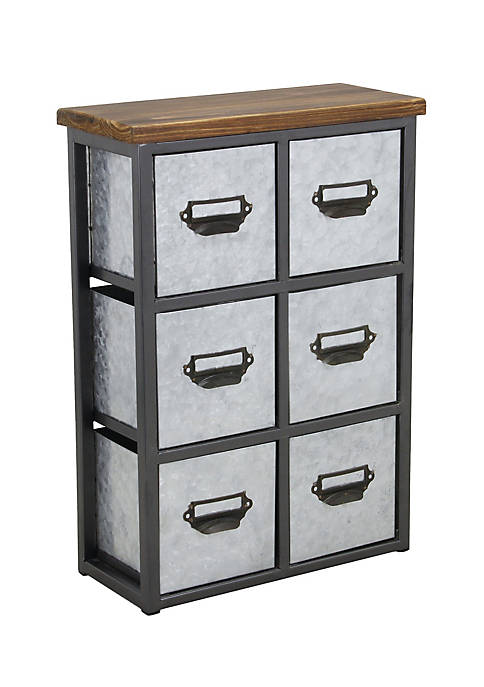 Cheung's Home Decorative Short Galvanized 6 Drawer Vertical